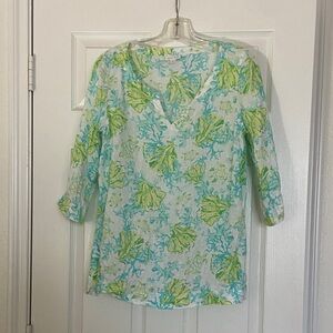 Vibrant Green and Blue Patterned Top
